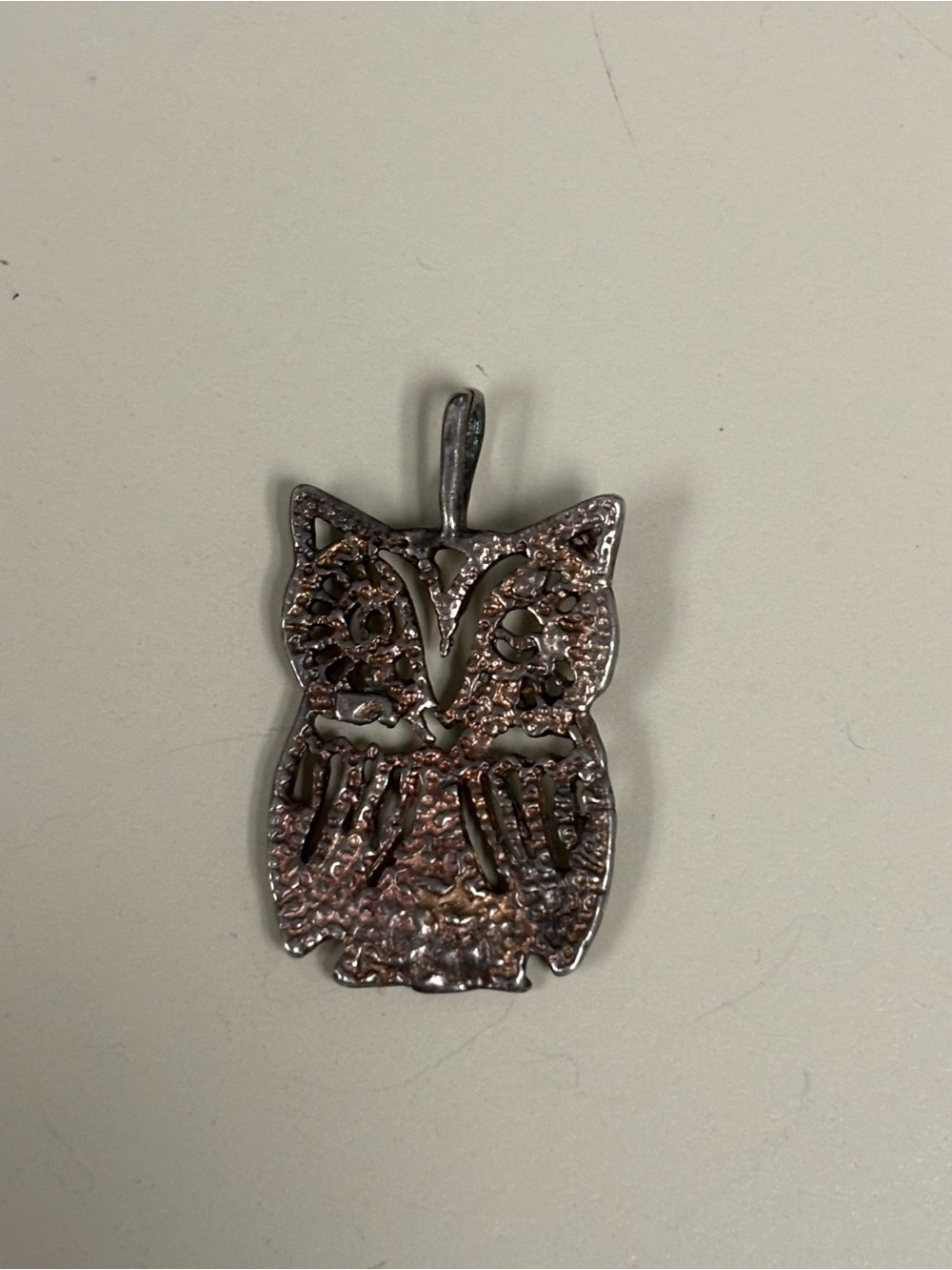 Silver-Tone Owl Pendant Necklace Charm - Silver